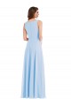 Helles Himmelblau A-Linien V-Ausschnitt Chiffon Lange Brautjungfernkleider Fabrik