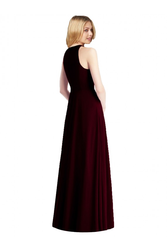 Helles Himmelblau Trompete Neckholder Chiffon Lange Brautjungfernkleider Fabrik