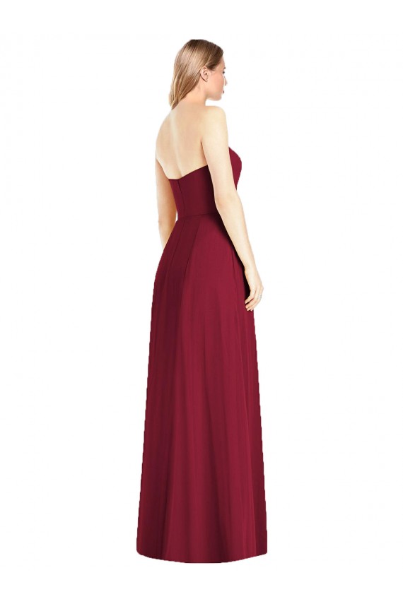 Hot Rosa Trompete V-Ausschnitt Trägerlos Chiffon Lange Brautjungfernkleider Fabrik