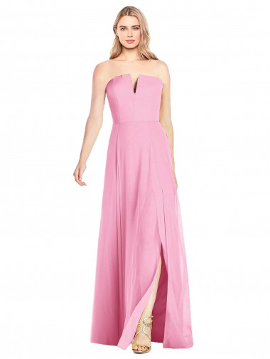 Hot Rosa Trompete V-Ausschnitt Trägerlos Chiffon Lange Brautjungfernkleider Fabrik
