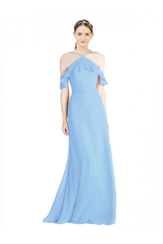 Immergrün A-Linien Neckholder Chiffon Lange Brautjungfernkleider Fabrik