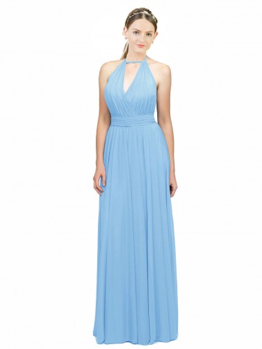 Immergrün A-Linien Neckholder Chiffon Lange Brautjungfernkleider Fabrik