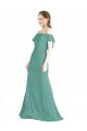 Isländisches Silber A-Linien Off-Schulter Chiffon Lange Brautjungfernkleider Fabrik