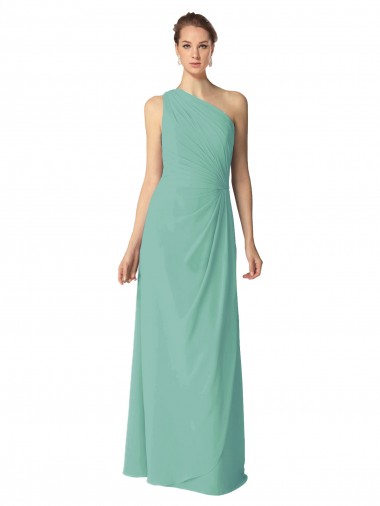 Jade A-Linien Eine-Schulter Chiffon Lange Brautjungfernkleider Fabrik