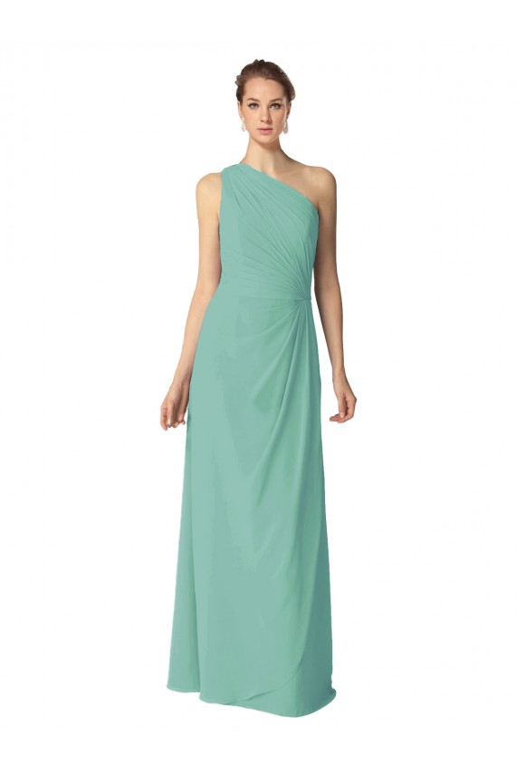 Jade A-Linien Eine-Schulter Chiffon Lange Brautjungfernkleider Fabrik