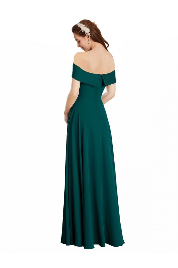 Jagdgrün A-Linien Off-Schulter Chiffon Lange Brautjungfernkleider Fabrik