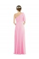 Kaum Rosa Trompete Eine-Schulter Chiffon Lange Brautjungfernkleider Fabrik