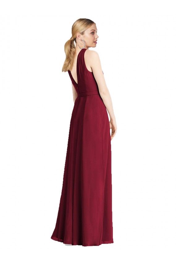 Königsblau A-Linien Neckholder Chiffon Lange Brautjungfernkleider Fabrik