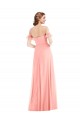 Lachs A-Linien Off-Schulter Chiffon Lange Brautjungfernkleider Fabrik