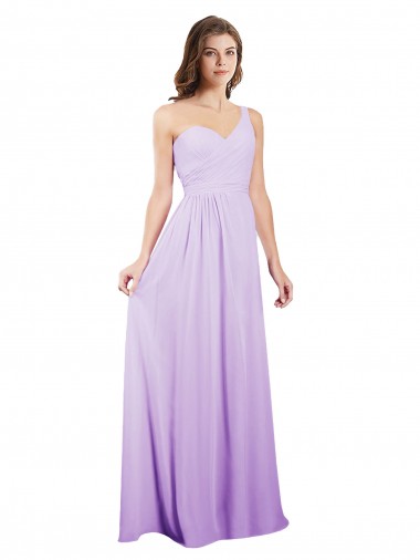 Lila A-Linien Eine-Schulter Chiffon Lange Brautjungfernkleider Fabrik