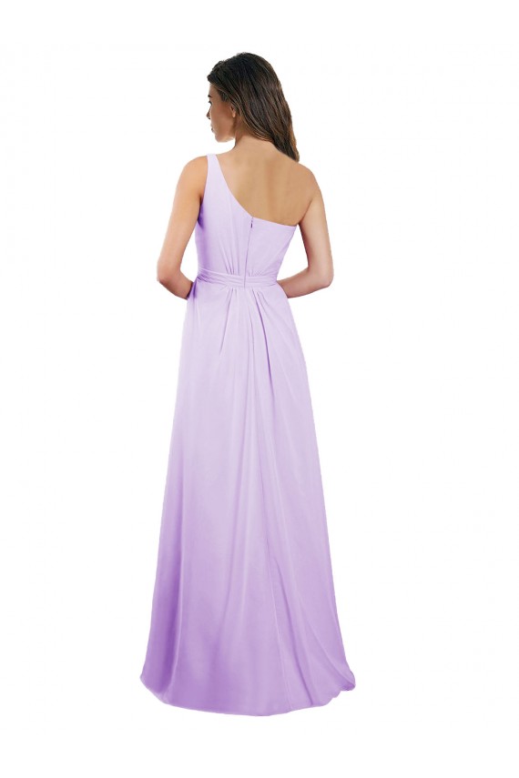 Lila A-Linien Eine-Schulter Chiffon Lange Brautjungfernkleider Fabrik