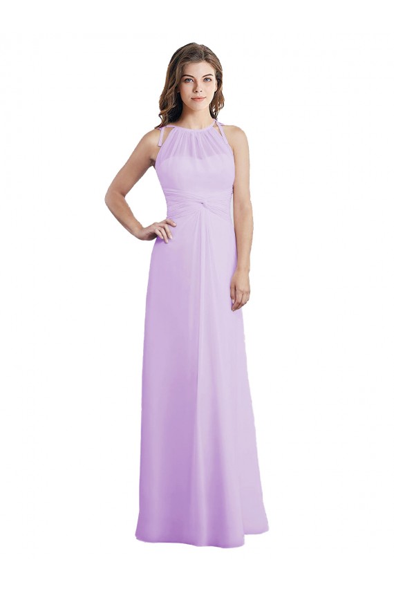 Lila A-Linien Neckholder Chiffon Lange Brautjungfernkleider Fabrik
