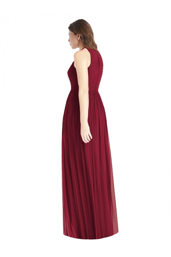 Lila A-Linien Neckholder Chiffon Lange Brautjungfernkleider Fabrik