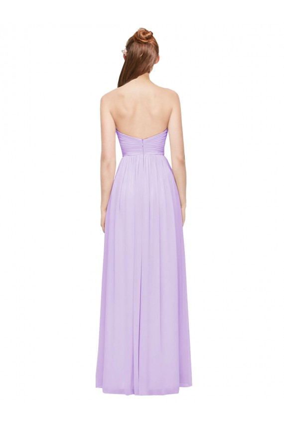 Lila A-Linien Trägerlos Chiffon Lange Brautjungfernkleider Fabrik