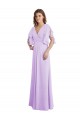 Lila A-Linien V-Ausschnitt Chiffon Lange Brautjungfernkleider Fabrik