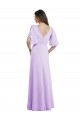 Lila A-Linien V-Ausschnitt Chiffon Lange Brautjungfernkleider Fabrik