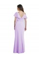 Lila A-Linien V-Ausschnitt Chiffon Lange Brautjungfernkleider Fabrik