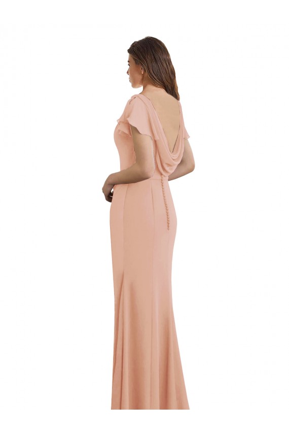 Meerjungfrau Bootshals Stehkragen Ausschnitt Chiffon Lange Brautjungfernkleider / Abiballkleider Fabrik