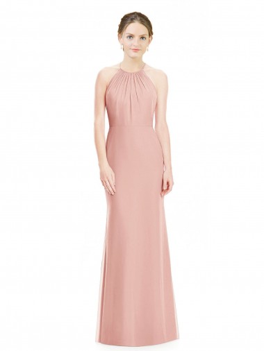 Meerjungfrau Neckholder Chiffon Lange Brautjungfernkleider Fabrik