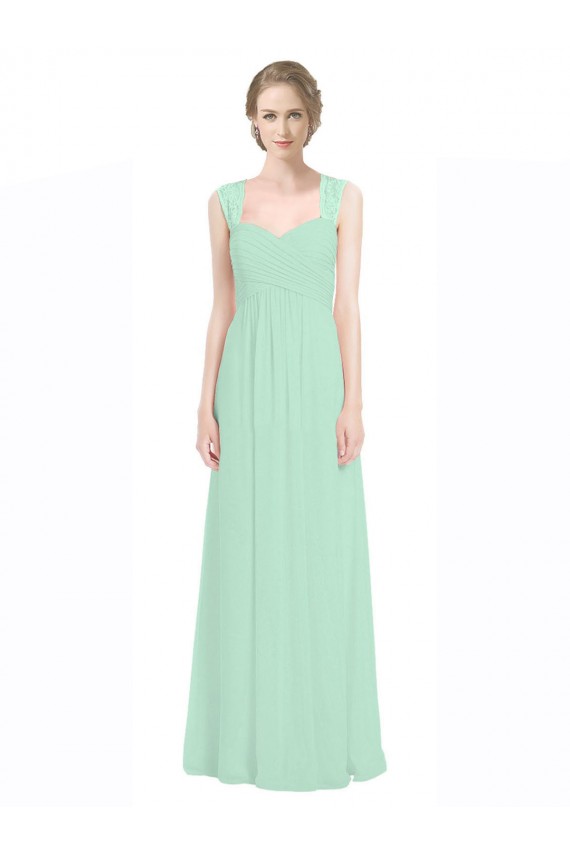 Minzgrün A-Linien Chiffon Spitze Lange Brautjungfernkleider Fabrik