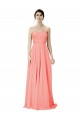 Peach A-Linien Trägerlos Chiffon Lange Brautjungfernkleider Fabrik