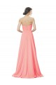 Peach A-Linien Trägerlos Chiffon Lange Brautjungfernkleider Fabrik
