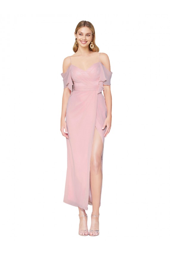 Primel Meerjungfrau Off-Schulter Knielang Chiffon Kurze Formale Brautjungfernkleider / Abendkleider / Abiballkleider Fabrik