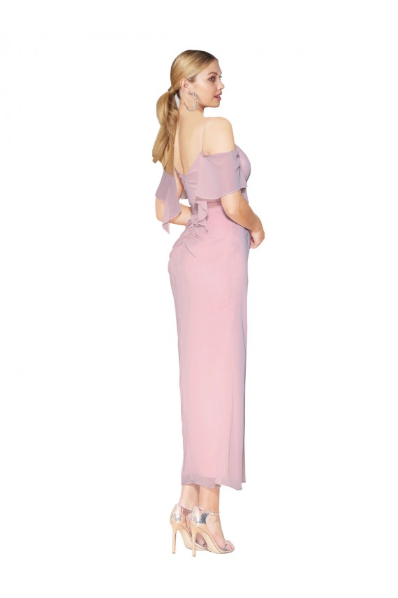 Primel Meerjungfrau Off-Schulter Knielang Chiffon Kurze Formale Brautjungfernkleider / Abendkleider / Abiballkleider Fabrik
