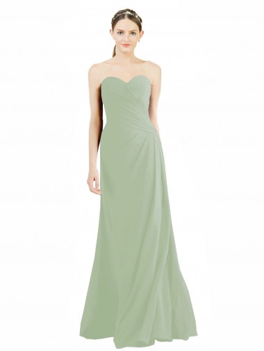 Rauchgrün A-Linien Chiffon Lange Brautjungfernkleider Fabrik