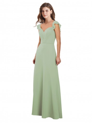 Rauchgrün A-Linien Chiffon Lange Brautjungfernkleider Fabrik