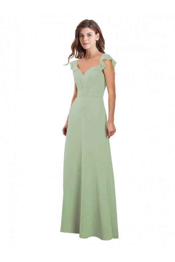 Rauchgrün A-Linien Chiffon Lange Brautjungfernkleider Fabrik