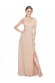 Rosa 114 A-Linien V-Ausschnitt Chiffon Lange Brautjungfernkleider Fabrik