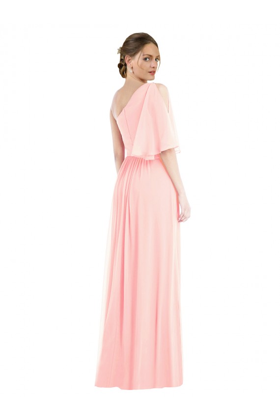 Rosa A-Linien Eine-Schulter Chiffon Lange Brautjungfernkleider Fabrik