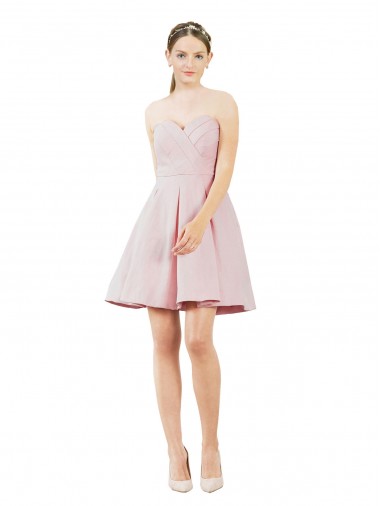 Rosa A-Linien Knielang Satin Kurze Brautjungfernkleider / Cocktailkleider / Heimkehr Kleider Fabrik