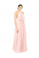 Rosa A-Linien Neckholder Chiffon Lange Brautjungfernkleider Fabrik