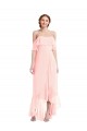 Rosa A-Linien Off-Schulter Chiffon Lange Brautjungfernkleider Fabrik