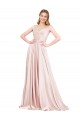 Rosa A-Linien Off-Schulter Satin Lange Formale Brautjungfernkleider / Abendkleider / Abiballkleider Fabrik