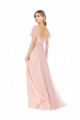 Rosa A-Linien Quadrat Ausschnitt Chiffon Lange Brautjungfernkleider Fabrik