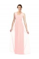 Rosa A-Linien V-Ausschnitt Chiffon Lange Brautjungfernkleider Fabrik