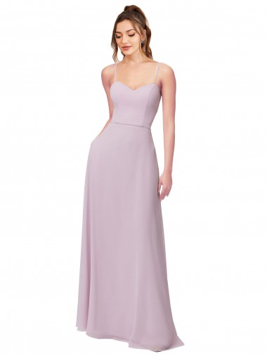 Rosa Leuchten A-Linien Chiffon Lange Brautjungfernkleider Fabrik