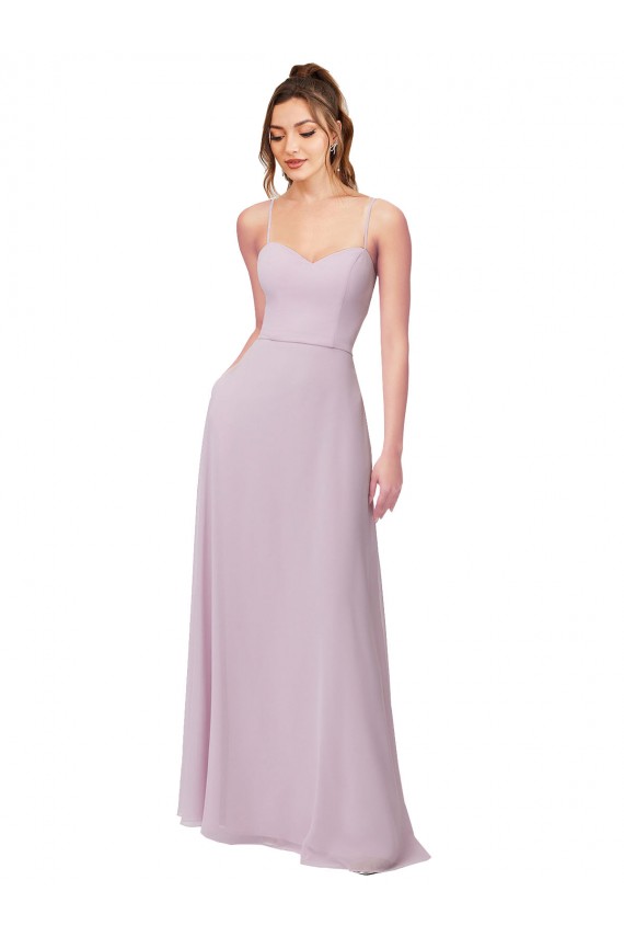 Rosa Leuchten A-Linien Chiffon Lange Brautjungfernkleider Fabrik