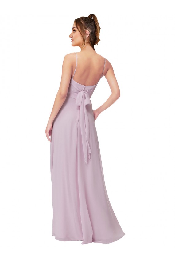 Rosa Leuchten A-Linien Chiffon Lange Brautjungfernkleider Fabrik