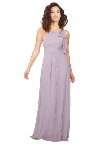 Rosa Leuchten A-Linien Neckholder Chiffon Lange Brautjungfernkleider Fabrik