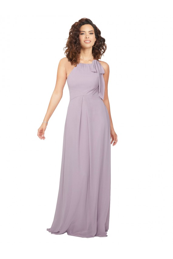 Rosa Leuchten A-Linien Neckholder Chiffon Lange Brautjungfernkleider Fabrik