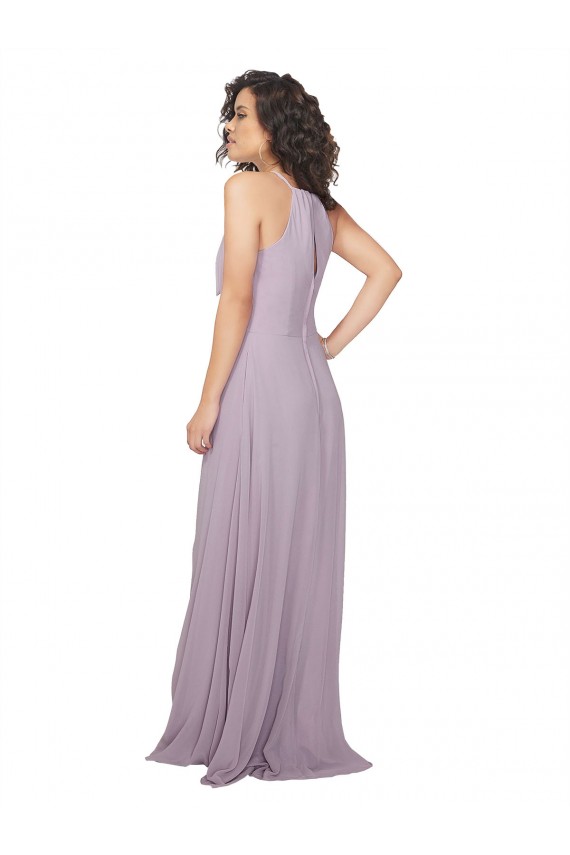 Rosa Leuchten A-Linien Neckholder Chiffon Lange Brautjungfernkleider Fabrik