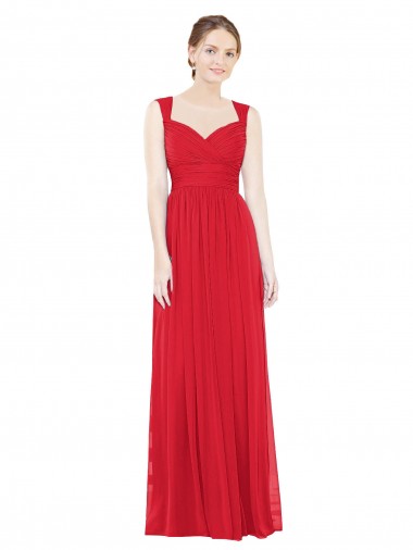 Rot A-Linien Chiffon Lange Brautjungfernkleider Fabrik