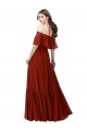 Rot A-Linien Off-Schulter Chiffon Lange Brautjungfernkleider Fabrik