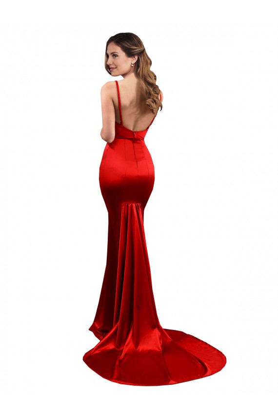 Rot Meerjungfrau Stretch-Satin Lange Formale Brautjungfernkleider / Abendkleider / Abiballkleider Fabrik