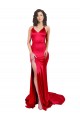 Rot Meerjungfrau Stretch-Satin Lange Formale Brautjungfernkleider / Abendkleider / Abiballkleider Fabrik