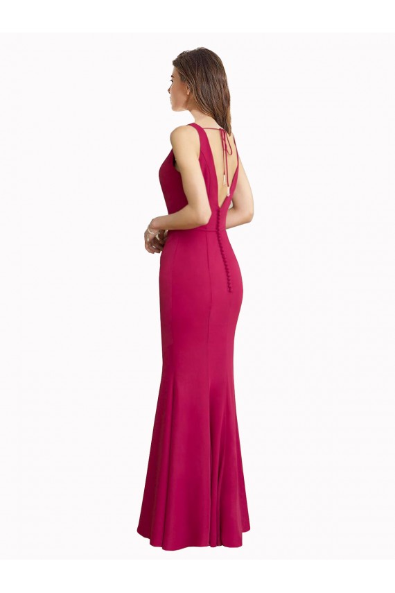 Rot Meerjungfrau V-Ausschnitt Chiffon Lange Brautjungfernkleider / Abiballkleider Fabrik